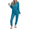 image:imageEkouaer Pajama Sets for Women 2 Piece Plaid Pjs Long Sleeve Lounge Sets Comfy Gingham Nightwear with PocketsAquamarine