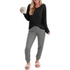 image:imageEkouaer Pajama Sets for Women 2 Piece Plaid Pjs Long Sleeve Lounge Sets Comfy Gingham Nightwear with PocketsBlack Grey Striped