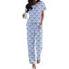 image:imageEkouaer Pajama Sets for Women Round Neck Pjs Short Sleeve Sleepwear with Long Pants Loose Lounge SetsBlue Flower Bouquet