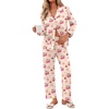 image:imageEkouaer Pajamas for Women Set Button Down Pj Long Sleeve Shirt and Pants Lounge Sets Fall Sleepwear with PocketsCherry Teddy