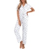image:imageEkouaer Pajamas for Women Set Button Up Sleepwear Cute Pjs Ruffle Sleeve Notch Collar Loungewear with Long Pants SXXLWedding Hydrangeas