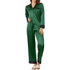 image:imageEkouaer Silk Pajamas for Women Long Sleeve Satin Pajama Set Silky Pj Sets 2 Piece Button Down Loungewear SleepwearDark Green