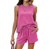 image:imageEkouaer Two Piece Shorts Set for Women Summer Lounge Set Casual Sleeveless Tank Top 2026 Matching Outfits SXXLRose