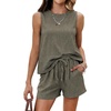 image:imageEkouaer Two Piece Shorts Set for Women Summer Lounge Set Casual Sleeveless Tank Top 2026 Matching Outfits SXXLTea Gray
