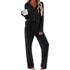 image:imageEkouaer Women Pajamas Set Long Sleeve Sleepwear Button Down Pjs Soft 2 Piece Loungewear with Long PantsBlack