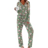image:imageEkouaer Women Pajamas Set Long Sleeve Sleepwear Button Down Pjs Soft 2 Piece Loungewear with Long PantsChristmas Green