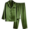 image:imageEkouaer Women Satin Pajamas Set Classic Button Down Long Pjs SetArmy Green 02