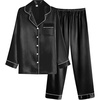 image:imageEkouaer Women Satin Pajamas Set Classic Button Down Long Pjs SetBlack 02