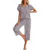 image:imageEkouaer Womens Cotton Pajamas Sets Short Sleeve Tops and Capri Pants Sleepwear Loungewear with PocketsGray Coffee Cup