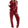 image:imageEkouaer Womens Pajama Sets 2 Piece Cotton Plaid Pjs Long Sleeve Sleepwear Button Down Lounge Set with PocketsBig Black Red Plaid