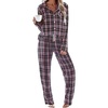 image:imageEkouaer Womens Pajama Sets 2 Piece Cotton Plaid Pjs Long Sleeve Sleepwear Button Down Lounge Set with PocketsPink Black Plaid