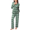 image:imageEkouaer Womens Pajama Sets Button Down Pjs Sets Soft Long Sleeve Sleepwear Button Up Loungewear with Pockets SXXLPink and Green Plaid