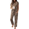 image:imageEkouaer Womens Pajama Sets Cap Sleeve Sleepwear Tops and Long Pants Comfy Pjs 2 Piece Lounge Set with Pockets SXXLLeopard