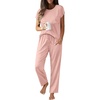 image:imageEkouaer Womens Pajama Sets Cap Sleeve Sleepwear Tops and Long Pants Comfy Pjs 2 Piece Lounge Set with Pockets SXXLPink Dots