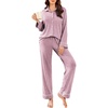 image:imageEkouaer Womens Pajama Sets Long Sleeve Ribbed Knit Lounge Set Button Down Soft 2 Piece Pjs With PocketsPink