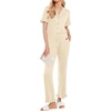image:imageEkouaer Womens Pajama Sets Ruffle Button Up Pj Sets 2 Piece Short Sleeve Pants Lounge Set with PocketsBeige