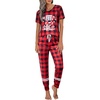 image:imageEkouaer Womens Pajamas Set 2 Piece Lounge Pj Set Short Sleeve Sleepwear Tops with Joggers Pants Loungewear Print NightwearPattern1red Plaid