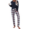 image:imageEkouaer Womens Pajamas Set Long Sleeve Christmas PJ Sets Soft Lounge Set for Women Sleepwear Joggers with PocketsNavy Plaid