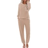 image:imageEkouaer Womens Pajamas Set Waffle Knit Long Sleeve Lounge Set 2 Piece Pj Loungewear Sleepwear SXXLChampagne
