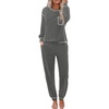 image:imageEkouaer Womens Pajamas Set Waffle Knit Long Sleeve Lounge Set 2 Piece Pj Loungewear Sleepwear SXXLDark Gray