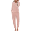 image:imageEkouaer Womens Pajamas Set Waffle Knit Long Sleeve Lounge Set 2 Piece Pj Loungewear Sleepwear SXXLLight Pink