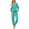 image:imageEkouaer Womens Pajamas Sets Long Sleeve Soft Sleepwear 2 Piece Velvet Pjs Lounge Sets with PocketsTurquoise Green