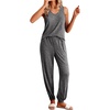 image:imageEkouaer Womens Pajamas Sleeveless Summer Lounge Set Ribbed Knit Pj Loungewear Soft Tank Sleepwear Nightwear SXXLDark Gray