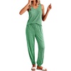 image:imageEkouaer Womens Pajamas Sleeveless Summer Lounge Set Ribbed Knit Pj Loungewear Soft Tank Sleepwear Nightwear SXXLGreen