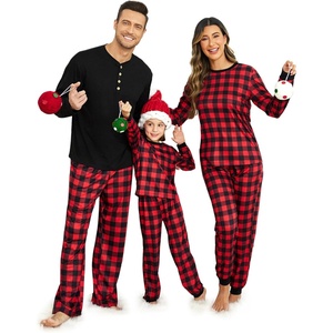 image:imageEkouaer Family Christmas Pajamas Matching Sets Womens Mens Pjs Long Sleeve Sleepwear Holiday Lounge SetsBlack Redbuffalo Plaid