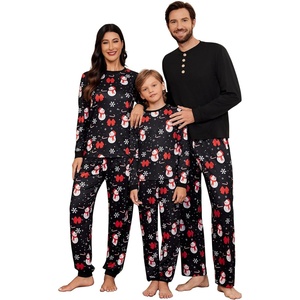 image:imageEkouaer Family Christmas Pajamas Matching Sets Womens Mens Pjs Long Sleeve Sleepwear Holiday Lounge SetsBlack Snowman and Snowflake