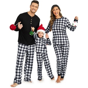 image:imageEkouaer Family Christmas Pajamas Matching Sets Womens Mens Pjs Long Sleeve Sleepwear Holiday Lounge SetsBlack Whitebuffalo Plaid