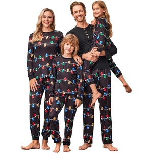 image:imageEkouaer Family Christmas Pajamas Matching Sets Womens Mens Pjs Long Sleeve Sleepwear Holiday Lounge SetsBlackchristmas Lights