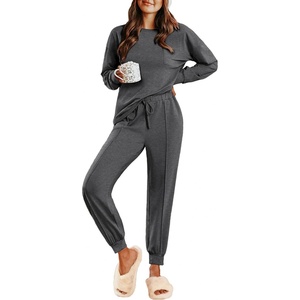 image:imageEkouaer Lounge Sets for Women 2 Piece Jogger Pajama Long Sleeve Pants Loungewear Sweatsuits Casual Matching OutfitsDeep Grey