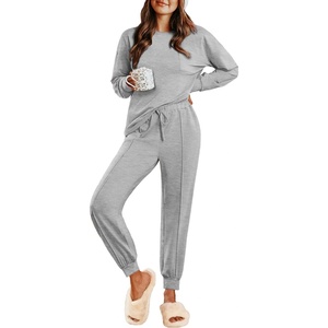 image:imageEkouaer Lounge Sets for Women 2 Piece Jogger Pajama Long Sleeve Pants Loungewear Sweatsuits Casual Matching OutfitsLight Grey