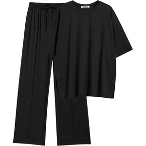 image:imageEkouaer Lounge Sets for Women Short Sleeve Pullover Tops and Long Pants Soft Pajamas Set 2 Piece Outfits SXXLBlack