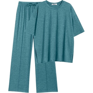 image:imageEkouaer Lounge Sets for Women Short Sleeve Pullover Tops and Long Pants Soft Pajamas Set 2 Piece Outfits SXXLBlue Green