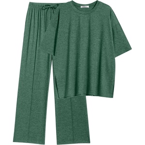 image:imageEkouaer Lounge Sets for Women Short Sleeve Pullover Tops and Long Pants Soft Pajamas Set 2 Piece Outfits SXXLGreen