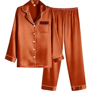 image:imageEkouaer Women Satin Pajamas Set Classic Button Down Long Pjs SetCaramel 02