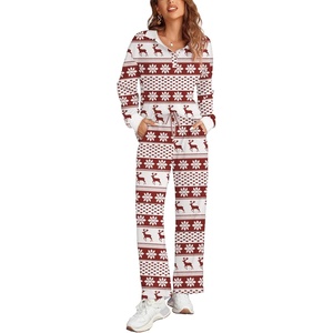 image:imageEkouaer Womens 2 Piece Matching Lounge Sets Fall Outfits 2025 Sweatsuit Waffle Knit Pajamas Sets Long Sleeve Sweater ClothesChristmas Red