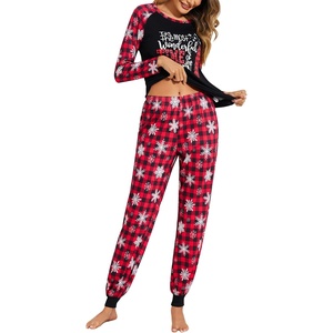 image:imageEkouaer Womens Pajama Set Christmas Pjs Long Sleeve Print Tops and Pajamas Pants Soft Sleepwear SetPat8red Plaid Snowflake