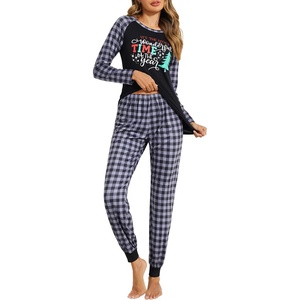 image:imageEkouaer Womens Pajama Set Christmas Pjs Long Sleeve Print Tops and Pajamas Pants Soft Sleepwear SetPat9green Plaid Snowflake