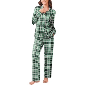 image:imageEkouaer Womens Pajama Sets Button Down Pjs Sets Soft Long Sleeve Sleepwear Button Up Loungewear with Pockets SXXLPink and Green Plaid
