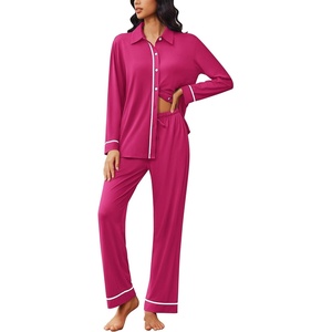image:imageEkouaer Womens Pajama Sets Long Sleeve Sleepwear Soft Button Down Pjs 2 Piece Loungewear witn Pants SXXLRose