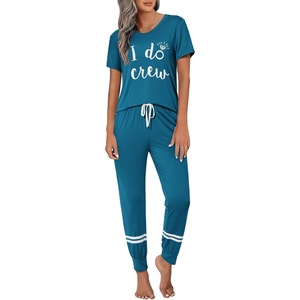 image:imageEkouaer Womens Pajamas Set 2 Piece Lounge Pj Set Short Sleeve Sleepwear Tops with Joggers Pants Loungewear Print NightwearPattern3