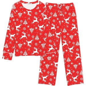 image:imageEkouaer Womens Pajamas Set 2 Piece Lounge Sets Long Sleeve Crewneck Top and Pants Soft Pjs with PocketsChristmas Elk  Red
