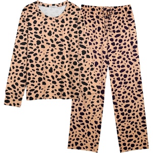 image:imageEkouaer Womens Pajamas Set 2 Piece Lounge Sets Long Sleeve Crewneck Top and Pants Soft Pjs with PocketsLeopard