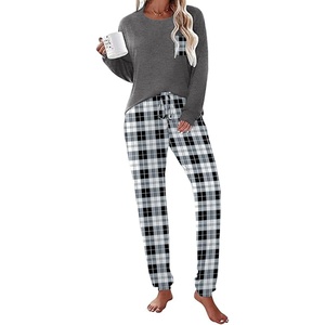 image:imageEkouaer Womens Pajamas Set Long Sleeve Christmas PJ Sets Soft Lounge Set for Women Sleepwear Joggers with PocketsGray Plaid