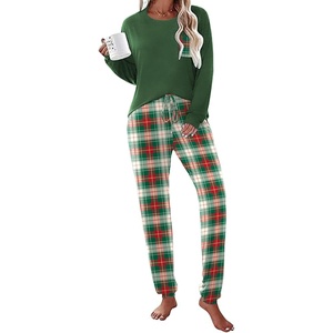 image:imageEkouaer Womens Pajamas Set Long Sleeve Christmas PJ Sets Soft Lounge Set for Women Sleepwear Joggers with PocketsGreen Plaid