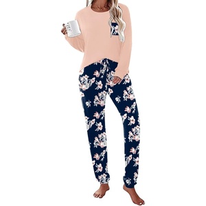 image:imageEkouaer Womens Pajamas Set Long Sleeve Christmas PJ Sets Soft Lounge Set for Women Sleepwear Joggers with PocketsPink Flowers