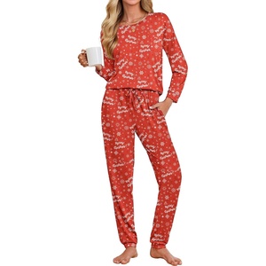 image:imageEkouaer Womens Pajamas Set Long Sleeve Christmas PJ Sets Soft Lounge Set for Women Sleepwear Joggers with PocketsRed Christmas
